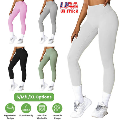 Women's High Waist Workout Leggings (25" Inseam) — Light Gray