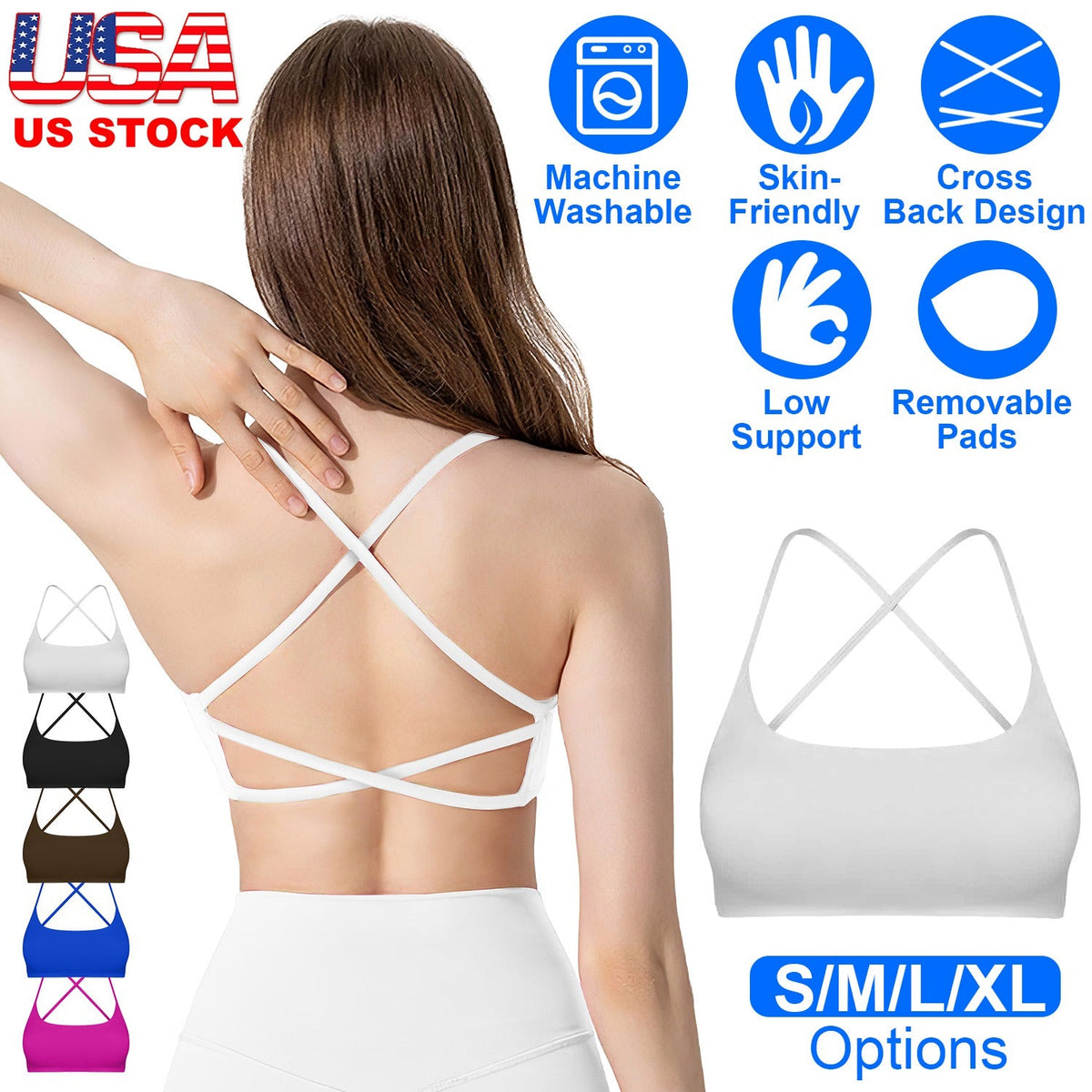 Women's Cross-Back Sport Bra — White