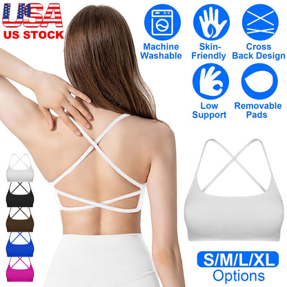 Women's Cross-Back Sport Bra — White