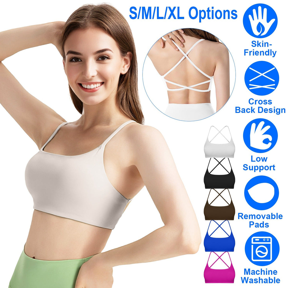 Women's Cross-Back Sport Bra — White