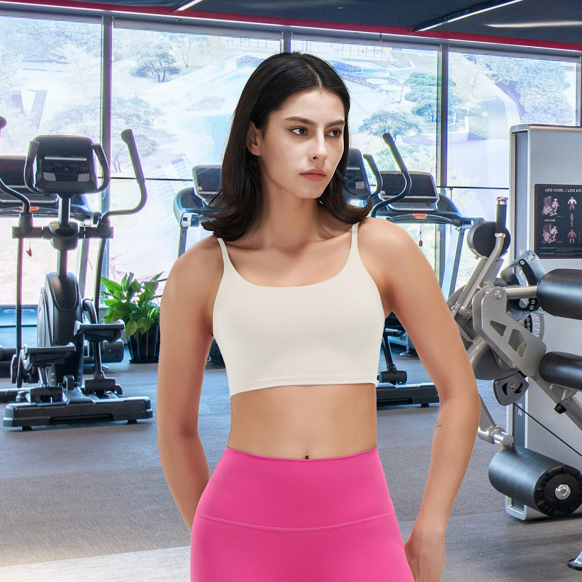 Women's Strap Sport Bra — Cream