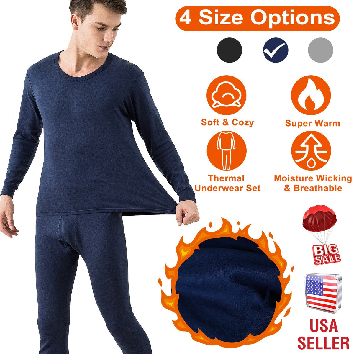 Men's Thermal Underwear Set — Navy