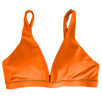 Women's Deep V-Neck Sports Bra — Bright Orange