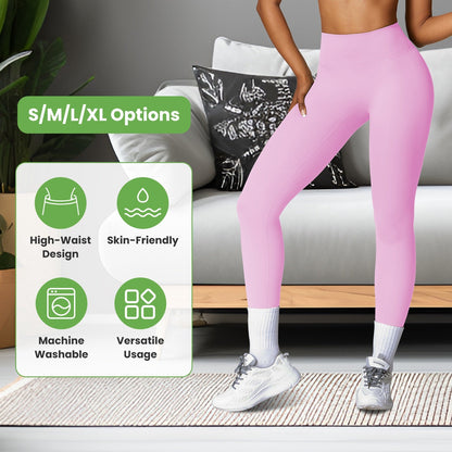 Women's High Waist Workout Leggings (25" Inseam) — Light Pink
