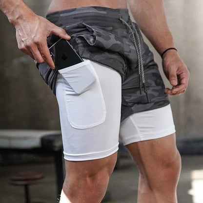 Camo Running Shorts Men Gym Sports Shorts 2 In 1 Quick Dry Workout Training Gym Fitness Jogging Short Pants Summer Men Shorts  Men's Running Gym Shorts Breathable with Pockets Quick Dry Sportswear