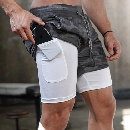 Camo Running Shorts Men Gym Sports Shorts 2 In 1 Quick Dry Workout Training Gym Fitness Jogging Short Pants Summer Men Shorts  Men's Running Gym Shorts Breathable with Pockets Quick Dry Sportswear