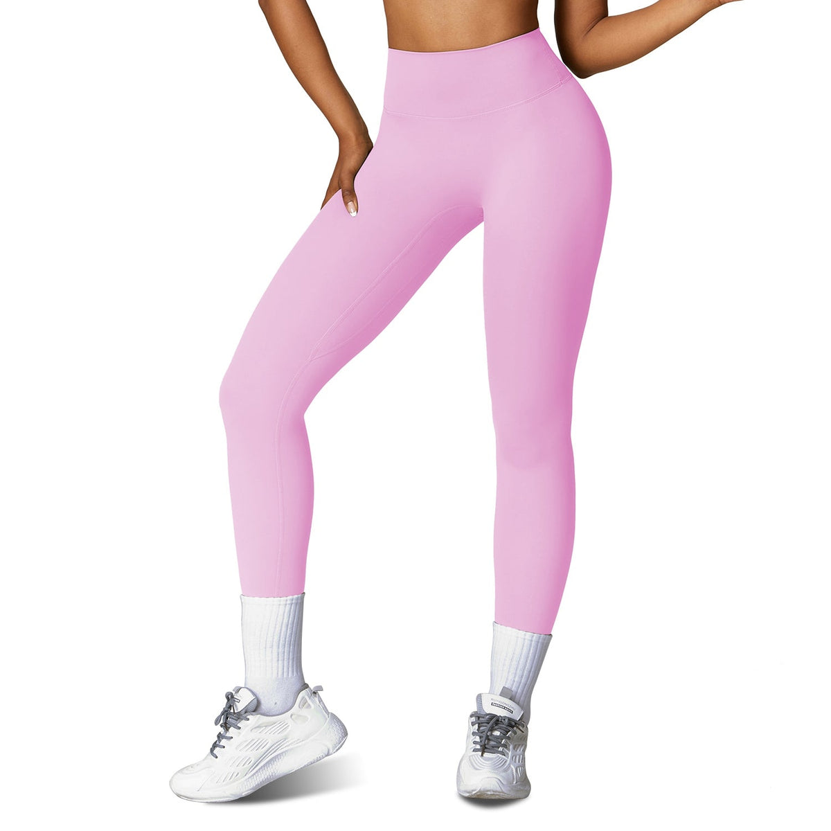 Women's High Waist Workout Leggings (25" Inseam) — Light Pink