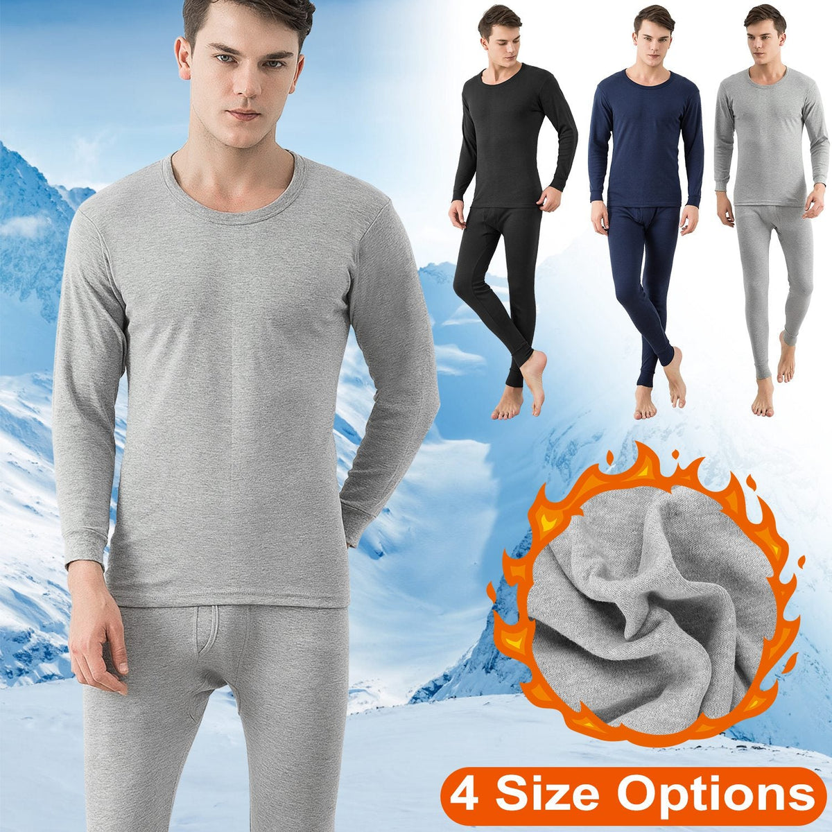 Men's Thermal Underwear Set — Grey