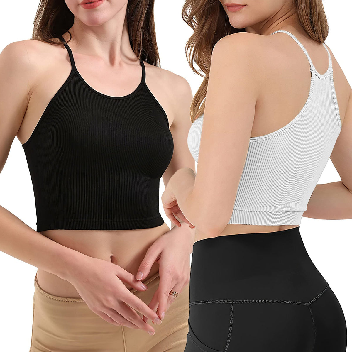 3-Pack Women's Crop Tank Tops — Black / Grey / White