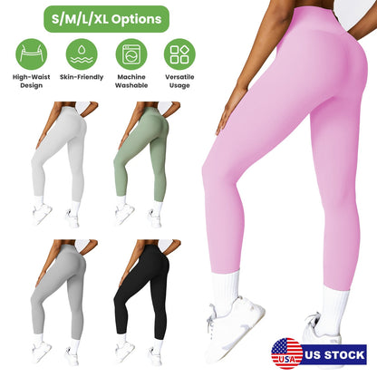 Women's High Waist Workout Leggings (25" Inseam) — Light Pink