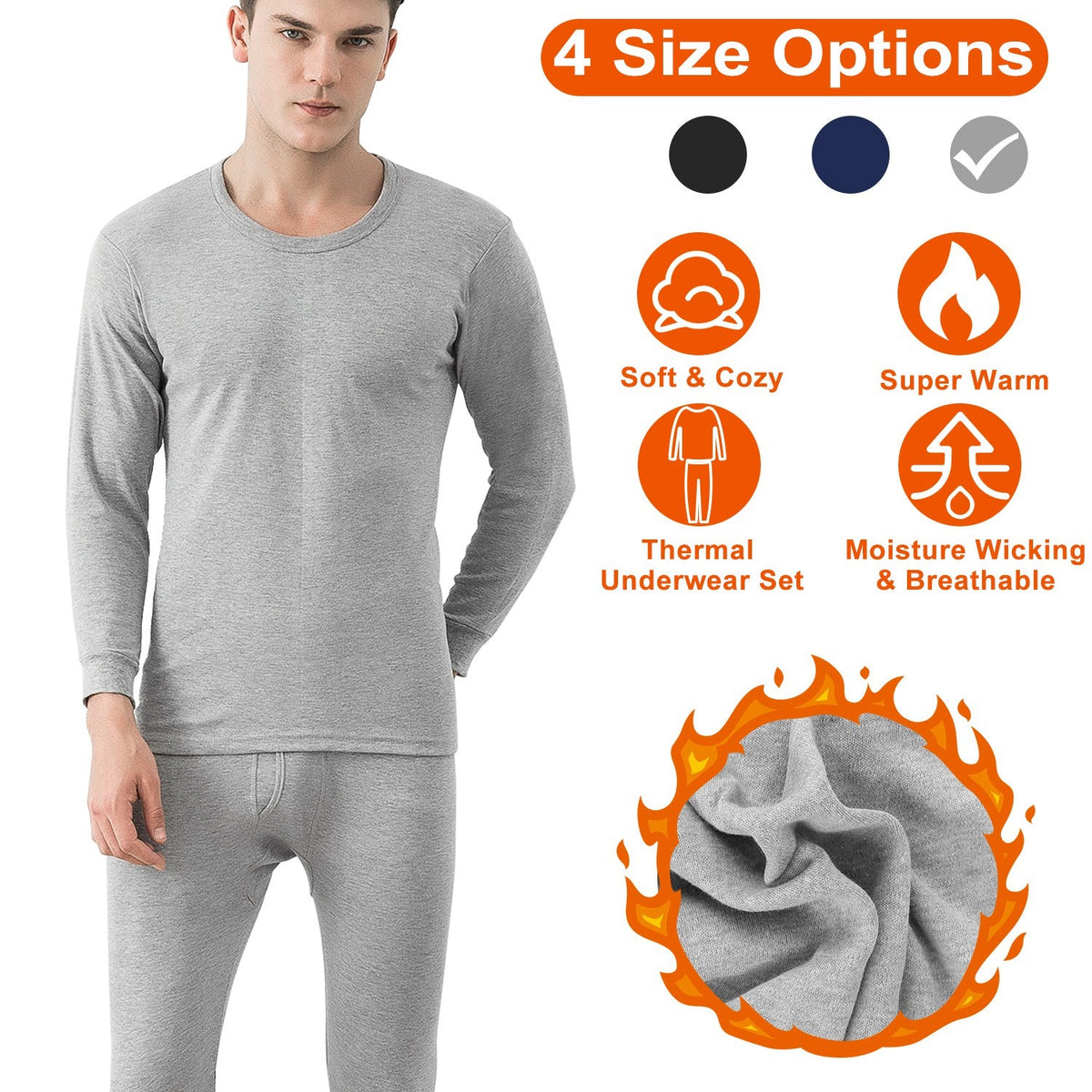 Men's Thermal Underwear Set — Grey