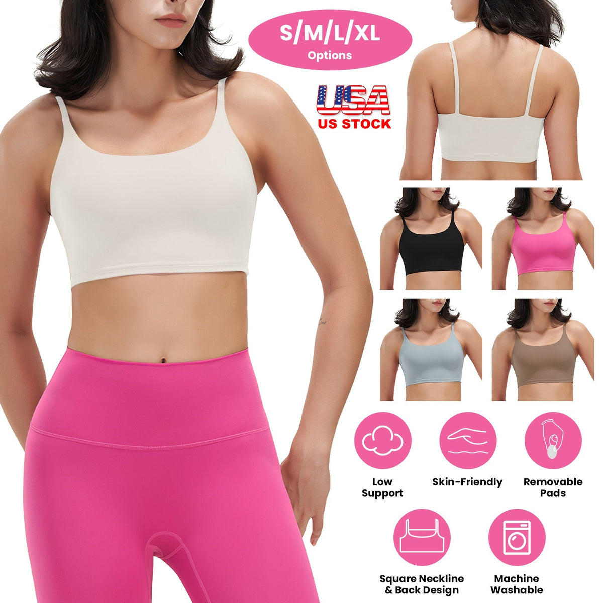 Women's Strap Sport Bra — Cream