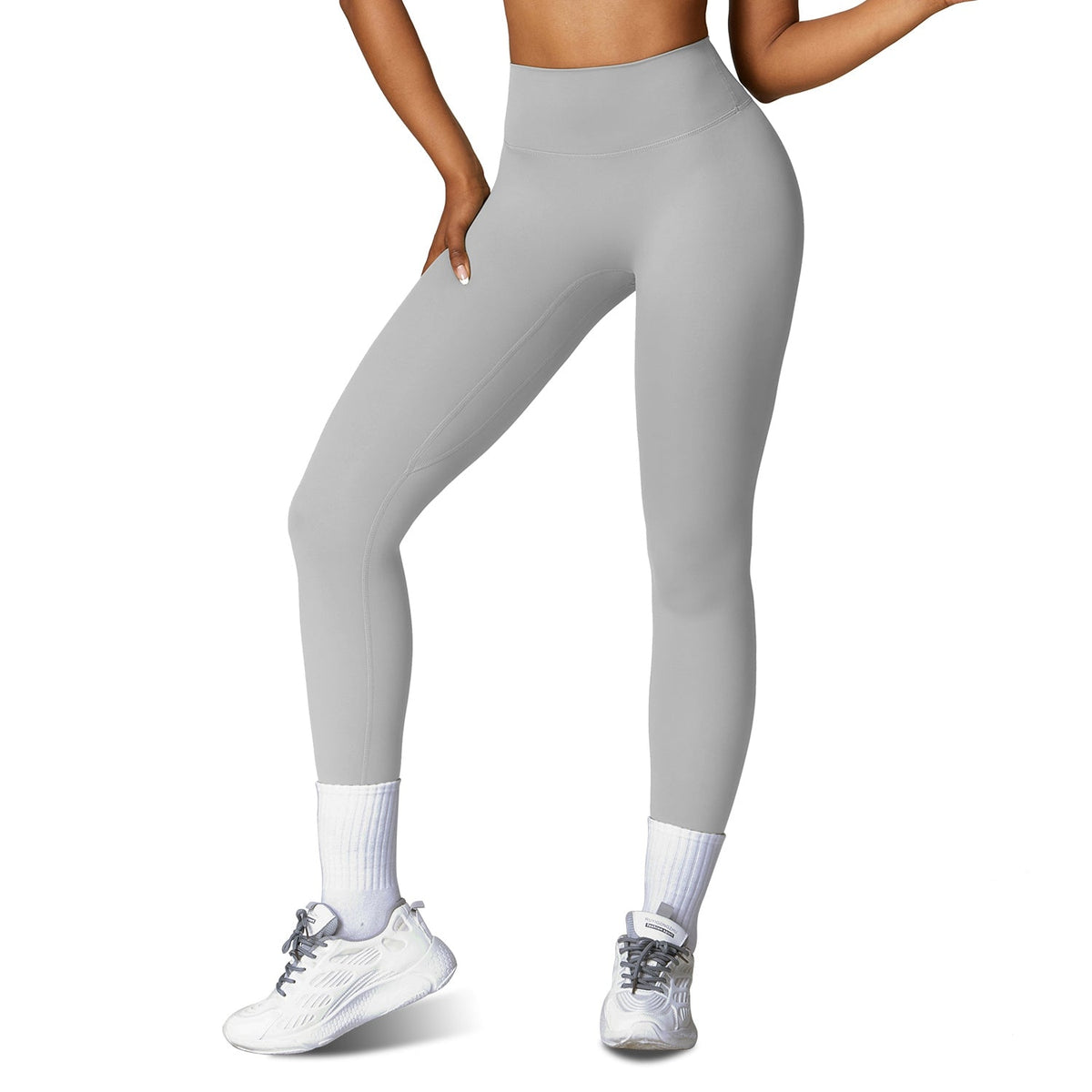 Women's High Waist Workout Leggings (25" Inseam) — Gray