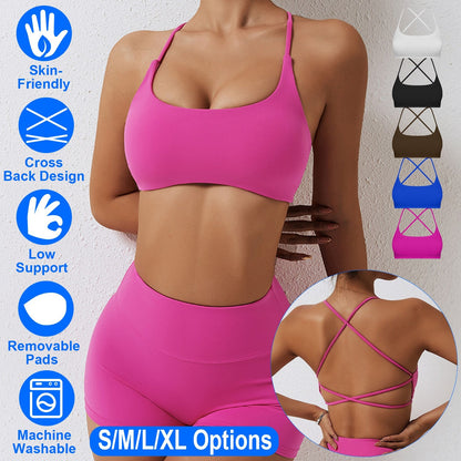 Women's Cross-Back Sport Bra — Hot Pink