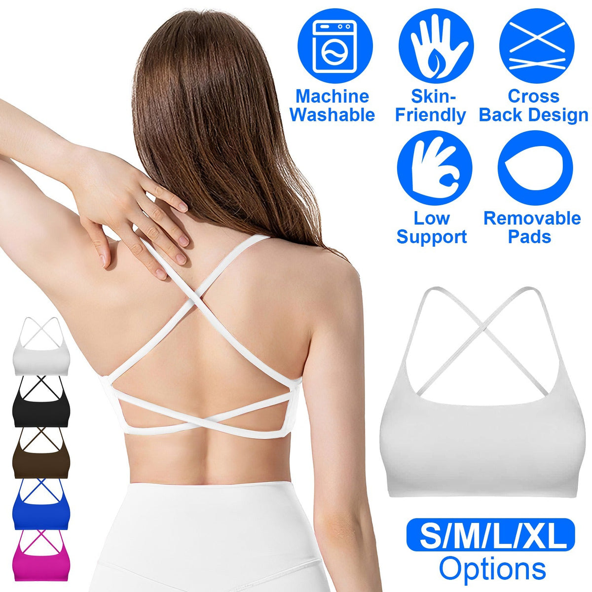 Women's Cross-Back Sport Bra — White